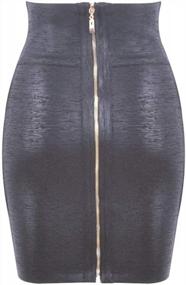 img 2 attached to HLBandage Elastic Leather High Waist Bodycon Mini Skirt