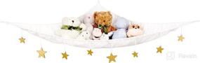 img 4 attached to Efficient Storage Solution: Mkono Stuffed Animal Toy Hammock with Macrame Design and Wooden Stars Decorations - White