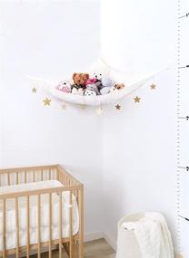img 2 attached to Efficient Storage Solution: Mkono Stuffed Animal Toy Hammock with Macrame Design and Wooden Stars Decorations - White