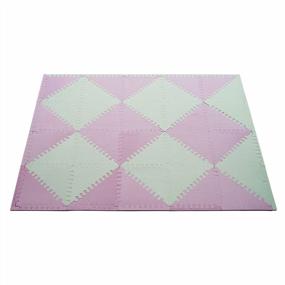 img 3 attached to Safe & Soft Baby Play Mat - Extra Thick EVA Foam Tiles For Play Gym & Room - Interlocking Chevron Design (White/Pink, 12"X12"X4")