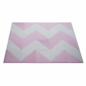 img 4 attached to Safe & Soft Baby Play Mat - Extra Thick EVA Foam Tiles For Play Gym & Room - Interlocking Chevron Design (White/Pink, 12"X12"X4")