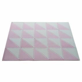 img 2 attached to Safe & Soft Baby Play Mat - Extra Thick EVA Foam Tiles For Play Gym & Room - Interlocking Chevron Design (White/Pink, 12"X12"X4")