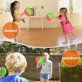 img 2 attached to Qrooper Kids Toys Toss And Catch Game Set With Paddles, Balls, And Storage Bag - Perfect For Beach, Yard, And Outdoor Activities - Ideal Gift For Kids (Orange)