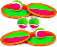qrooper kids toys toss and catch game set с веслами, мячами и сумкой для хранения - идеально подходит для пляжа, двора и активного отдыха - идеальный подарок для детей (оранжевый) логотип