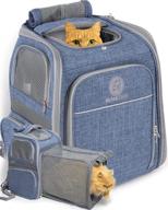 🐱 enhanced comfort expandable breathable cat backpack carrier for long walks - from kitty to medium-size cat, small dog, puppy, and other small pets up to 15lbs - ideal cat travel backpack logo