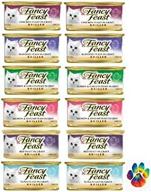 🐱 fancy feast grilled cat food variety pack - 6 flavors, 3 oz each - pack of 12 plus weatherproof 2.5 inches paw sticker логотип