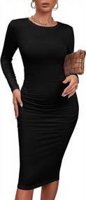 img 3 attached to Stylish Ruched Long Sleeve Midi Dress For Women - Perfect For Clubbing And Parties