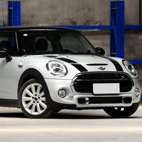 img 2 attached to 🚗 Enhance Your Mini Cooper with Gloss Black Vinyl Decal Bonnet Stripe Stickers for F55 F56 Hatch