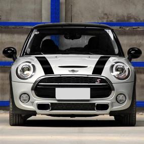 img 1 attached to 🚗 Enhance Your Mini Cooper with Gloss Black Vinyl Decal Bonnet Stripe Stickers for F55 F56 Hatch