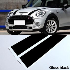 img 3 attached to 🚗 Enhance Your Mini Cooper with Gloss Black Vinyl Decal Bonnet Stripe Stickers for F55 F56 Hatch