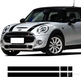 img 4 attached to 🚗 Enhance Your Mini Cooper with Gloss Black Vinyl Decal Bonnet Stripe Stickers for F55 F56 Hatch