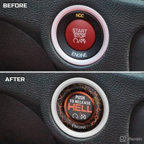 img 3 attached to 🚀 Enhance Your Dodge Ram 1500, Challenger, Charger, Durango: TOOLEPIC Engine Start Stop Button Overlay in Go Mango Sticker Emblem - Push to Release Hell Badge Unique Style - Perfect Dodge Accessories 2015-2022