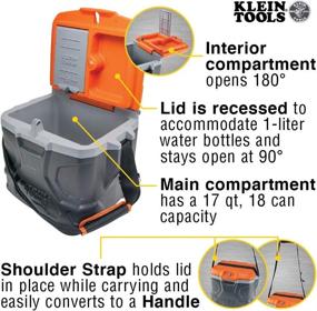 img 2 attached to Klein Tools 55600 Work Cooler: 17-Quart Lunch Box for Tradesmen - Keep Lunch Cool for 30 Hours, Seats 300 Lb, Holds 18 Cans - Tradesman Pro Tough Box