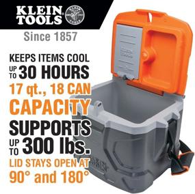 img 3 attached to Klein Tools 55600 Work Cooler: 17-Quart Lunch Box for Tradesmen - Keep Lunch Cool for 30 Hours, Seats 300 Lb, Holds 18 Cans - Tradesman Pro Tough Box