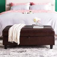 honbay 45" brown leather rectangular storage bench ottoman with hydraulic rod логотип