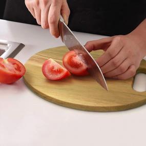 img 1 attached to 12" X 7.8" Solid Wood Cutting Board With Handle - Perfect For Chopping Vegetables, Fruit & Cheese!