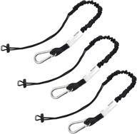 upgraded 3-pack tool lanyard with 15 lbs maximum working capacity, energy-absorbing design, single alloy steel self-locking carabiner, and shock cord stopper logo