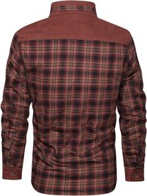 img 3 attached to 👕 Stay Stylish and Warm with Chouyatou Winter Corduroy Flannel Plaid Green Men's Shirts