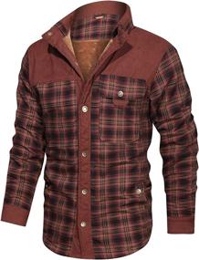 img 2 attached to 👕 Stay Stylish and Warm with Chouyatou Winter Corduroy Flannel Plaid Green Men's Shirts