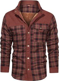 img 4 attached to 👕 Stay Stylish and Warm with Chouyatou Winter Corduroy Flannel Plaid Green Men's Shirts