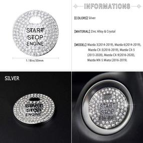 img 2 attached to 🚗 Sparkling Ignition Engine Start Stop Button Covers Stickers for Mazda Bling Accessories Parts 3 6 CX-3 CX-5 CX-9 MX-5 Miata, Stylish Interior Inside Decorations for Men and Women, Crystal Silver/Black Compatible 1797