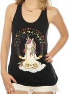 женская майка namaste meditation unicorn yoga с радугой - delfina логотип