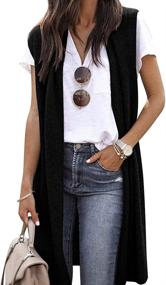 img 4 attached to Women'S Casual Sleeveless Open Front Tunic Vest Long Cardigan Coat Tops