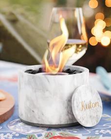 img 1 attached to Portable Marble Fire Pit Bowl For Indoor/Outdoor Use - KUTON Tabletop Ethanol Mini Fireplace W/ Lid, Smokeless Smores Maker, Ideal Gift For Friends (White Large)
