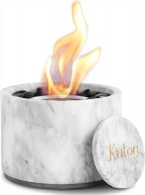 img 4 attached to Portable Marble Fire Pit Bowl For Indoor/Outdoor Use - KUTON Tabletop Ethanol Mini Fireplace W/ Lid, Smokeless Smores Maker, Ideal Gift For Friends (White Large)