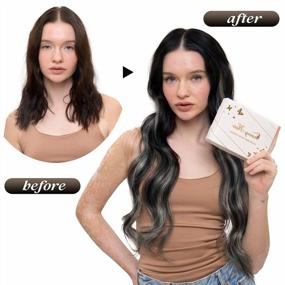 img 2 attached to Sunny 7Pcs Ombre Black To Silver Clip-In Hair Extensions - Silky Straight 120G Наращивание человеческих волос для женщин длиной 20 дюймов