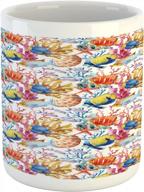 celebrate the beauty of marine life with ambesonne fish mug - multicolored printed ceramic coffee mug for tea and water drinks logo