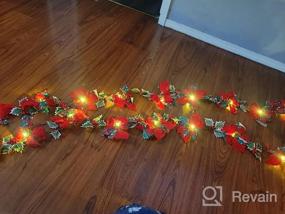 img 7 attached to HOHOTIME Christmas Poinsettia Flowers Artificial Red Poinsettia Garland With 10 LED Lights And Green Leaves Poinsettia Vines 8.33 FT For Christmas Party Holiday Front Door Wreath Decor