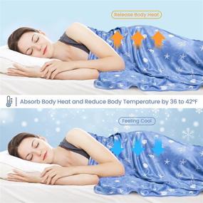 img 2 attached to Elegear Cooling Blanket, Q-Max>0.5 Japanese Arc-Chill Cooling Blankets For Hot Sleepers, Double Sided Cold Blankets For Sleeping, Lightweight Breathable Summer Blanket (Blue, King Size 90“X108”)