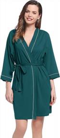 img 3 attached to Amorbella Womens Bamboo Thin Robe Short Lightweight Bathrobe With Pockets