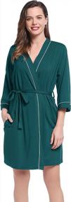 img 4 attached to Amorbella Womens Bamboo Thin Robe Short Lightweight Bathrobe With Pockets