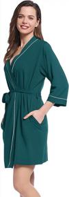 img 2 attached to Amorbella Womens Bamboo Thin Robe Short Lightweight Bathrobe With Pockets