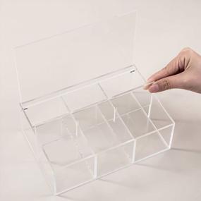 img 3 attached to Yeeco Clear Acrylic Capsule Holder With Lid 6 Section Plastic Drawer Box Organizer 7.6”×5.1”×2.6” 6 Compartments Desk Cube Containers For Jewelry，Candy，Coffee，Make Up Accessories