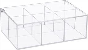img 4 attached to Yeeco Clear Acrylic Capsule Holder With Lid 6 Section Plastic Drawer Box Organizer 7.6”×5.1”×2.6” 6 Compartments Desk Cube Containers For Jewelry，Candy，Coffee，Make Up Accessories