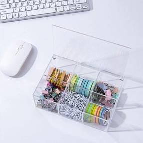 img 1 attached to Yeeco Clear Acrylic Capsule Holder With Lid 6 Section Plastic Drawer Box Organizer 7.6”×5.1”×2.6” 6 Compartments Desk Cube Containers For Jewelry，Candy，Coffee，Make Up Accessories