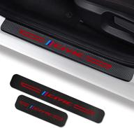 🚪 set of 4 civic door sill protectors: compatible with honda civic accessories, carbon fiber leather door sill sticker, reflective automotive door sill guard, decorative door sill scuff plate sticker logo