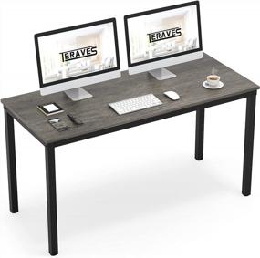 img 4 attached to Прочный 55,11-дюймовый компьютерный стол Teraves из черного дуба - идеально подходит для домашнего офиса, письменной рабочей станции и обеденного стола