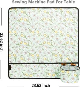 img 3 attached to Water-Resistant Sewing Machine Pad Organizer With Pockets - Floral Print On Green Background - Ideal Mat For Sewing Machine Accessories - PACMAXI Sewing Machine Mat