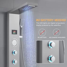 img 2 attached to ROVATE LED Rainfall Waterfall Shower Tower Panel System With Body Massage Jets, Handheld Shower And Tub Spout - 5-In-1 Brushed Finish Shower Panel