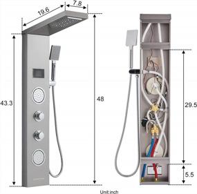 img 1 attached to ROVATE LED Rainfall Waterfall Shower Tower Panel System With Body Massage Jets, Handheld Shower And Tub Spout - 5-In-1 Brushed Finish Shower Panel