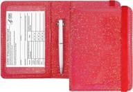 rfid blocking passport & vaccine card holder combo - acdream leather travel documents organizer protector for women & men, red glitter logo