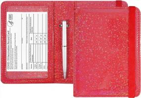 img 4 attached to Комбинированный держатель для паспорта и прививок с RFID-блокировкой - кожаный органайзер для проездных документов ACdream, протектор для женщин и мужчин, красный блеск