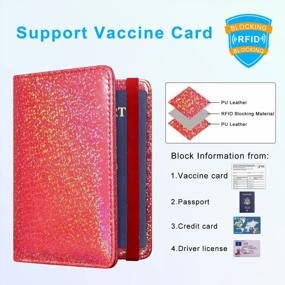img 2 attached to RFID Blocking Passport & Vaccine Card Holder Combo - ACdream Leather Travel Documents Organizer Protector For Women & Men, Red Glitter