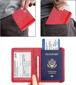 img 1 attached to Комбинированный держатель для паспорта и прививок с RFID-блокировкой - кожаный органайзер для проездных документов ACdream, протектор для женщин и мужчин, красный блеск