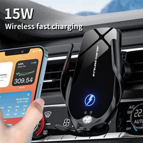 img 2 attached to 📱 15W Fast Charging Wireless Car Charger Mount with Auto Clamping, Bracket Car Phone Holder Mount Compatible with All iPhone and Android Smartphone, Air Vent Phone Holder for Car (Black)