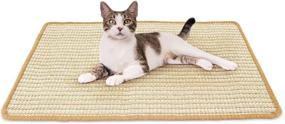 img 4 attached to 🐱 Premium Cat Scratcher Mat: Natural Sisal Pad for Indoor Cats - Protect Furniture and Trim Nails with Horizontal Floor Scratching Pad Rug (23.6 x 15.7in)